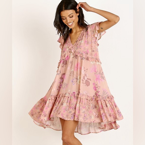 Spell Dresses & Skirts - Spell Wild Bloom Mini Dress Blush
